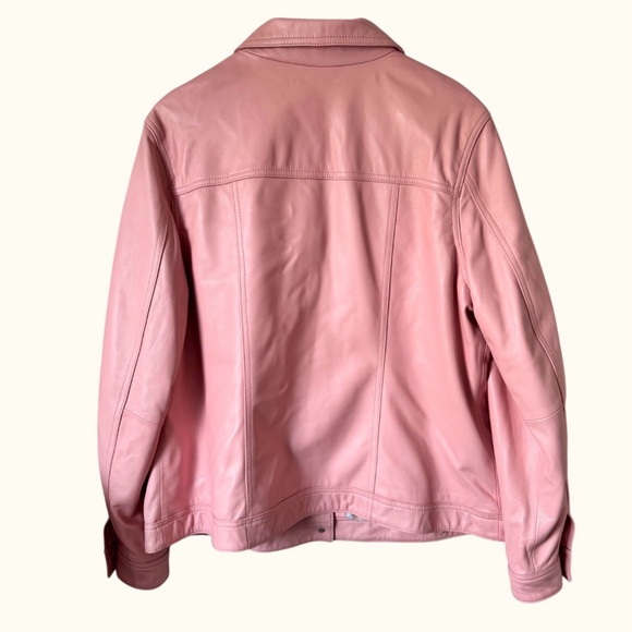 D&Co Genuine Leather Jacket Pink Paisley Lining Womens XL - Picture 3 of 6